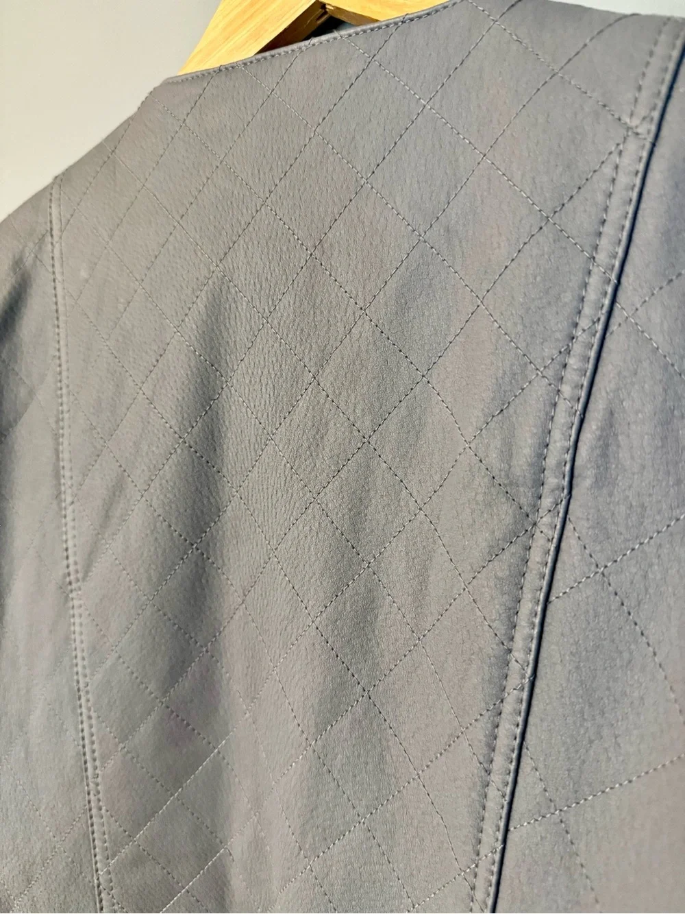 IMAN Gray Quilted Asymmetrical Leather Jacket